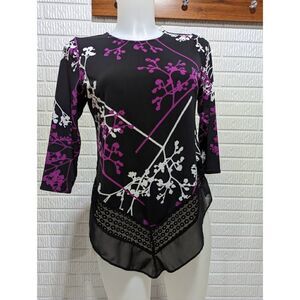 Alfani Size PP jersey knit top with sheer hem and 3/4 length sleeves